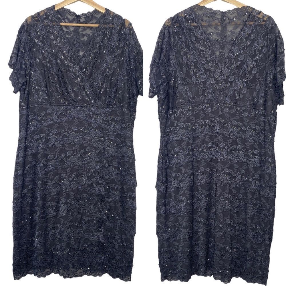 Marina Lace Sequined Stretch Body Con Formal Dress Size 22W - Picture 3 of 14